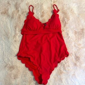 Beach Joy Bikini Red Scallop Swimsuit